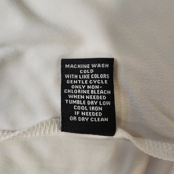 Premise Woman White Stretch Knit Top Size L – Unique Square V-Neck, Elbow Sleeve - Picture 3 of 3